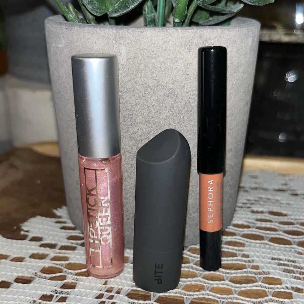 NEW! Beauty Lip Bundle! Sephora Lot Bite Lipstick Lip Gloss Lip Liner 3 Pc Set! - Picture 2 of 15